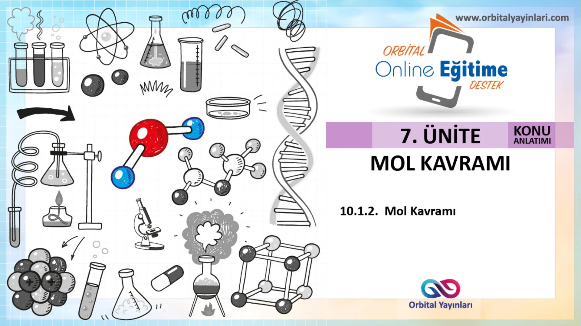 мит
11
+
ORBITAL
www.orbitalyayinlari.com
Online Eğitime
DESTEK
7. ÜNİTE
KONU
ANLATIMI
MOL KAVRAMI
10.1.2. Mol Kavramı
Orbital Yayınları 10.