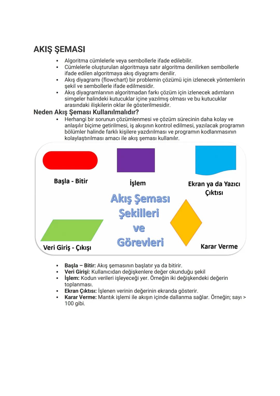 --- OCR Start ---
AKIŞ ŞEMASI
• Algoritma cümlelerle veya sembollerle ifade edilebilir.
Cümlelerle oluşturulan algoritmaya satır algoritma d