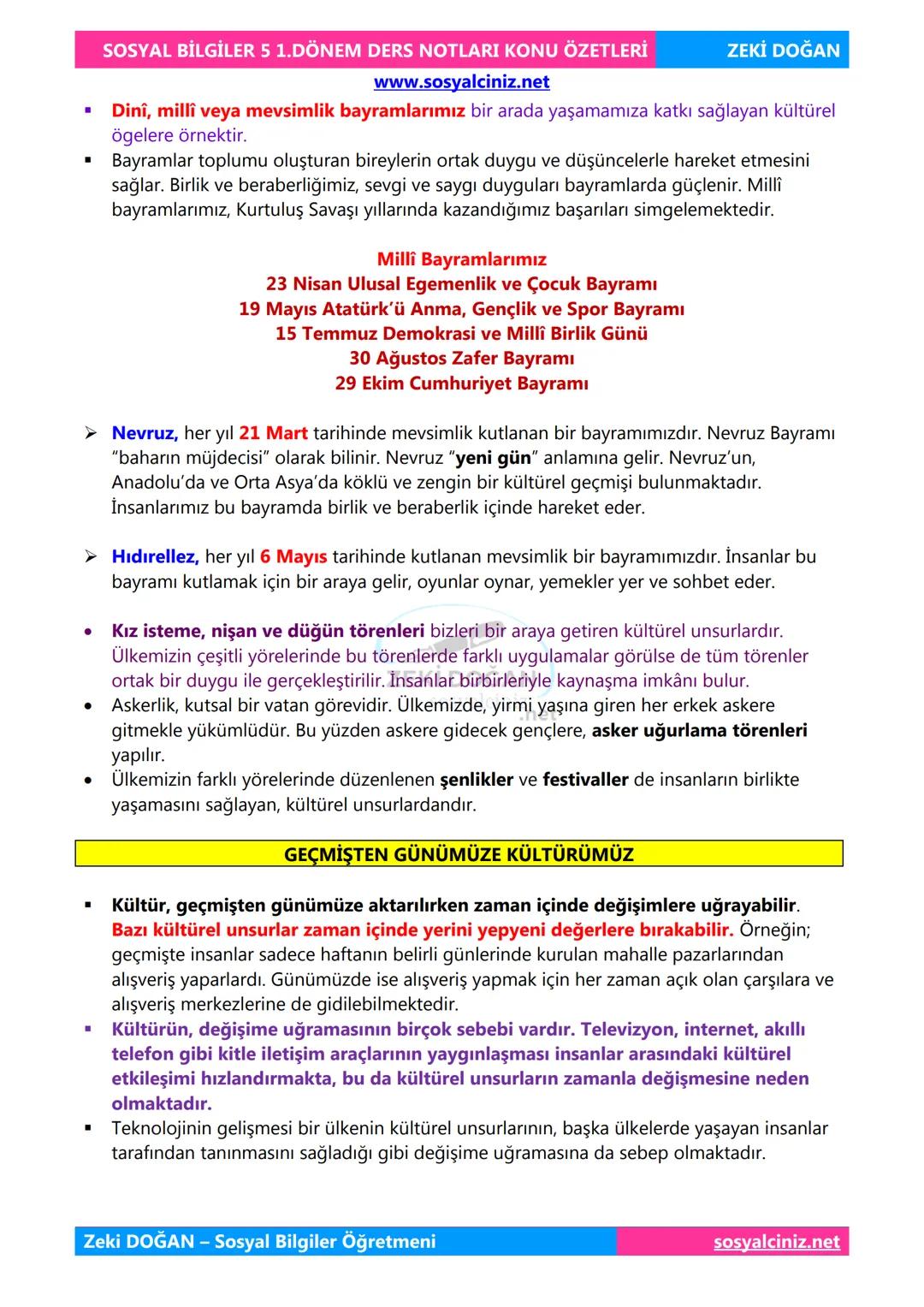 SOSYAL BİLGİLER 5
DERS NOTLARI
KONU ÖZETLERİ
Zeki DOGAN
00
Sosyal Bilgiler Öğretmeni
www.sosyalciniz.net
ZEKİ DOĞAN
sosyalciniz.net # S