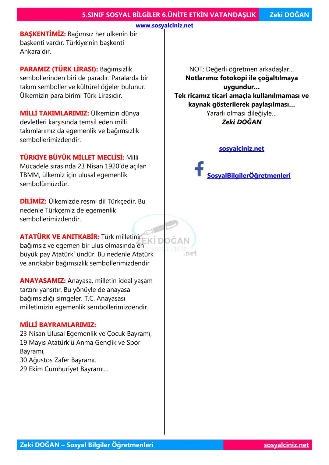 SOSYAL BİLGİLER 5
DERS NOTLARI
KONU ÖZETLERİ
Zeki DOGAN
00
Sosyal Bilgiler Öğretmeni
www.sosyalciniz.net
ZEKİ DOĞAN
sosyalciniz.net # S