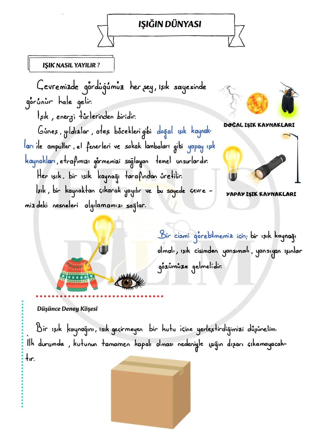 FENUS
BILLIM
5. SINIF 4.ÜNİTE
IŞIĞIN YAYILMASI
DERS NOTU
fenusbilim
✔ fenusbilim.com
▷ fenusbilim/youtube
Teliflidir, öğrenciler ile payl