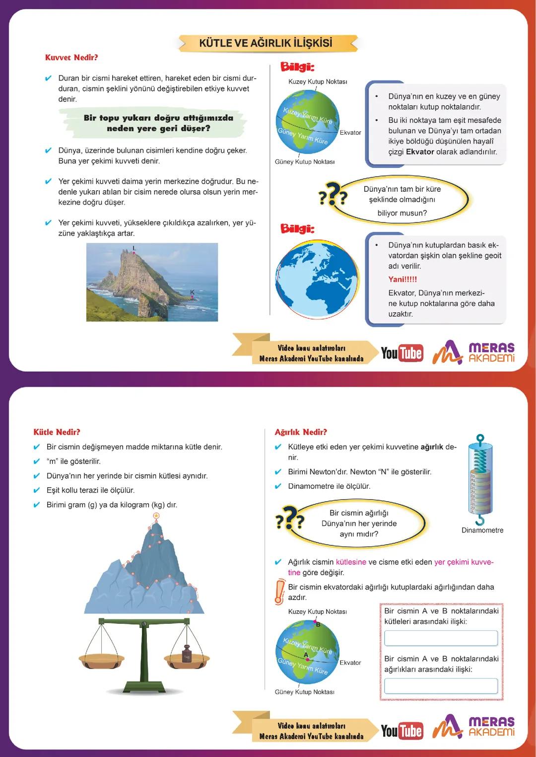5 sınıf kütle ve ağırlık