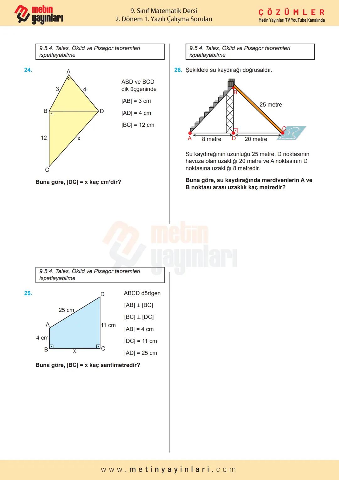 metin
|X+Y=
MATEMATİK
9.SINIF
2024-2025 Eğitim Öğretim Yılı
2.DÖNEM 1.YAZILI
Calyma Soruları
A
A
ÇÖZÜMLER
Metin Yayınları TV
Youtube Kanalın