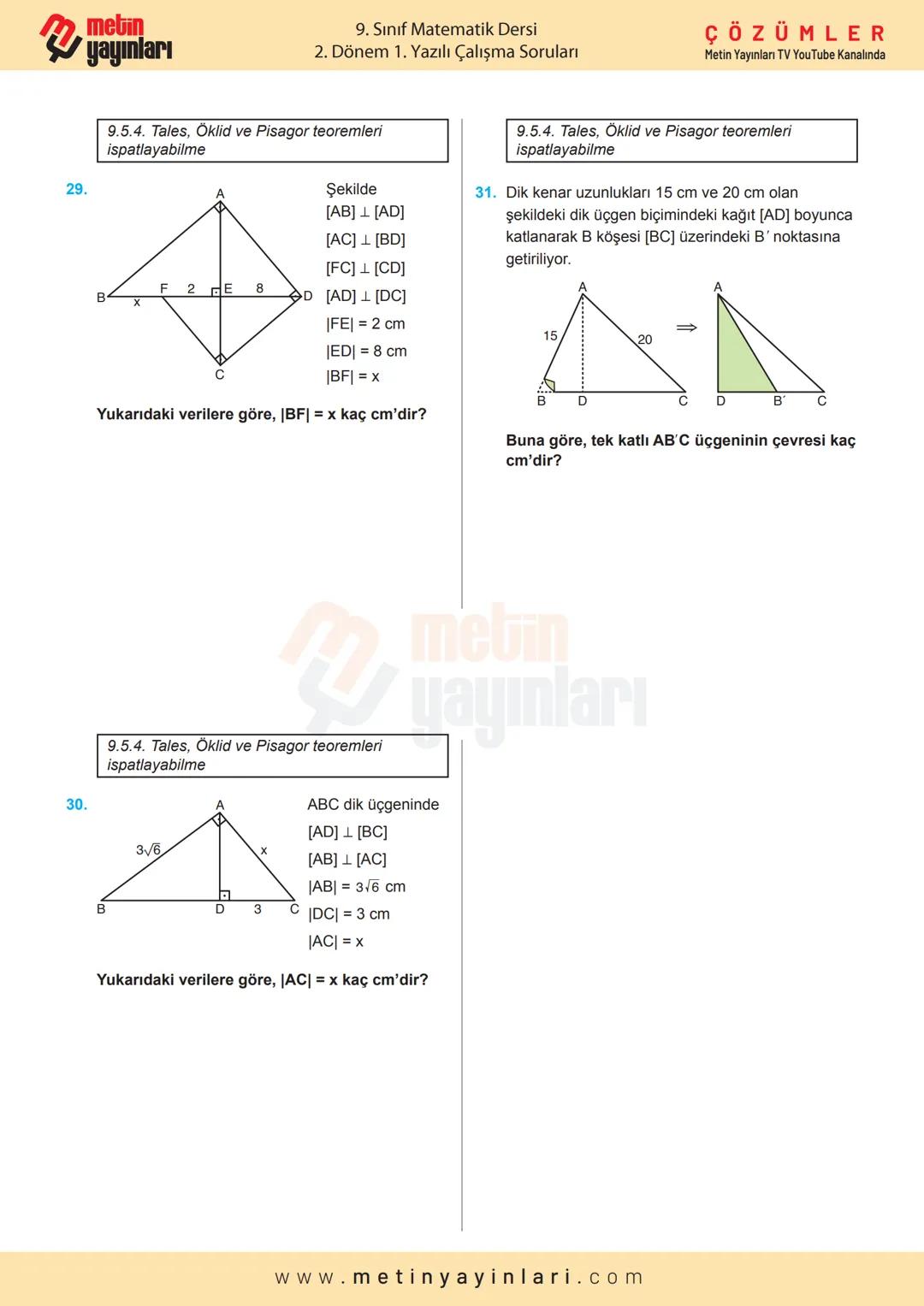metin
|X+Y=
MATEMATİK
9.SINIF
2024-2025 Eğitim Öğretim Yılı
2.DÖNEM 1.YAZILI
Calyma Soruları
A
A
ÇÖZÜMLER
Metin Yayınları TV
Youtube Kanalın