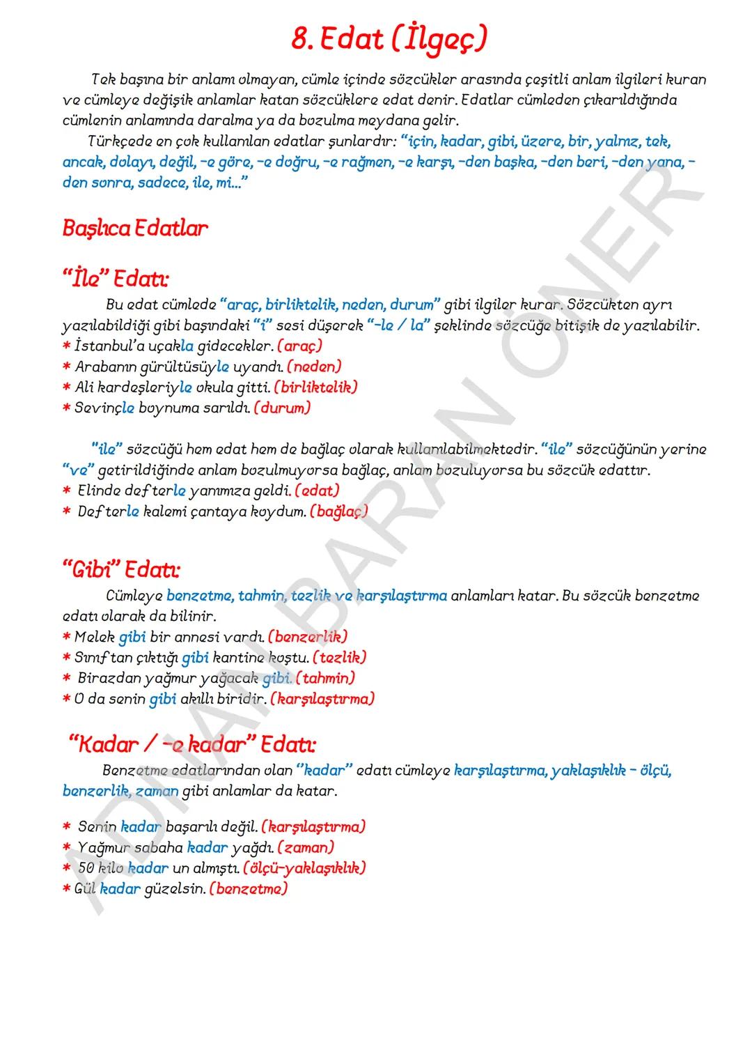 # İÇİNDEKİLER
# 1. SÖZCÜKTE ANLAM
A. Kelime ve Kelime Gruplarının Anlam Özellikleri
1. Gerçek (Temel) Anlam
2. Yan anlam
3. Mecaz Anlam
4.