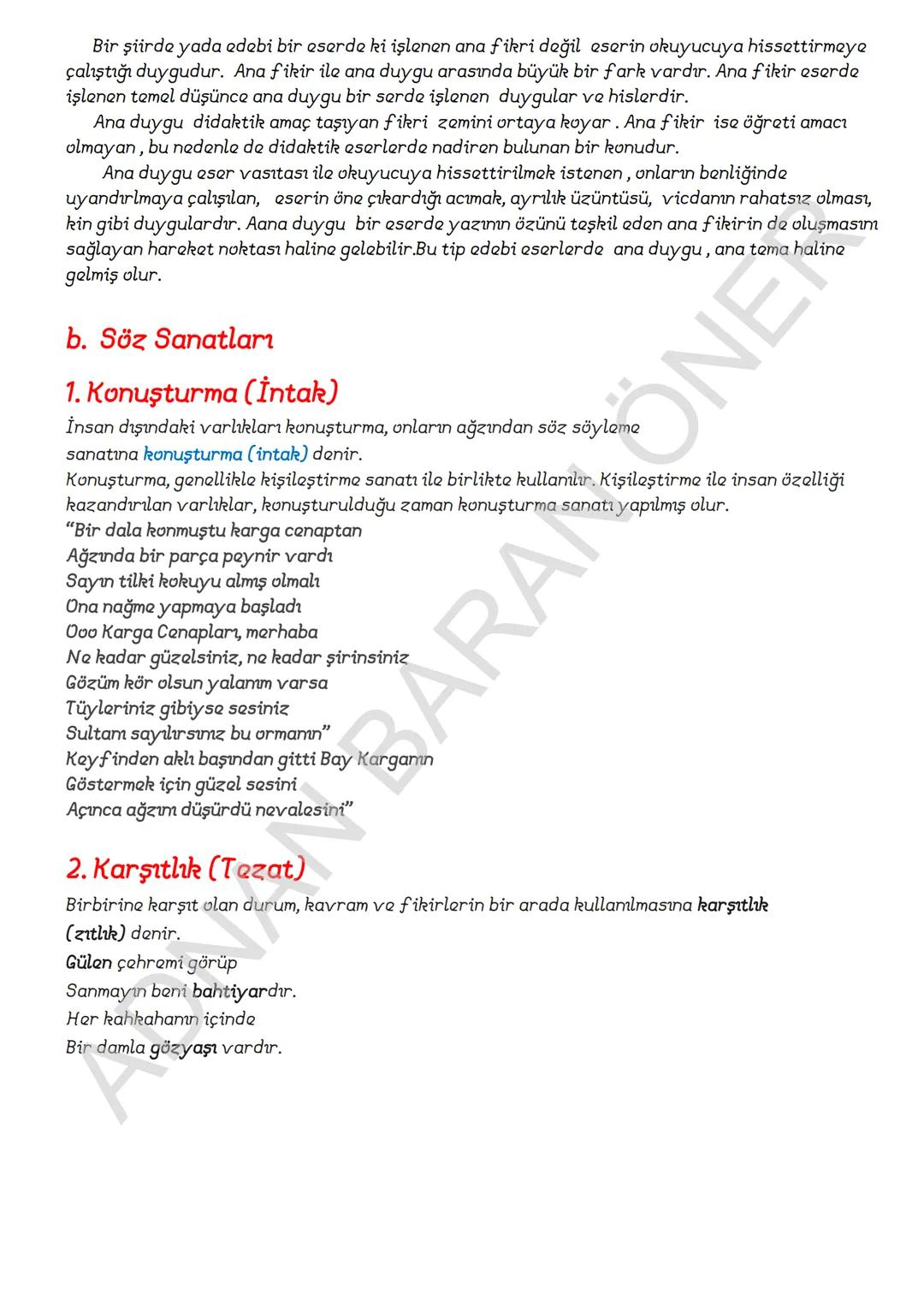 # İÇİNDEKİLER
# 1. SÖZCÜKTE ANLAM
A. Kelime ve Kelime Gruplarının Anlam Özellikleri
1. Gerçek (Temel) Anlam
2. Yan anlam
3. Mecaz Anlam
4.
