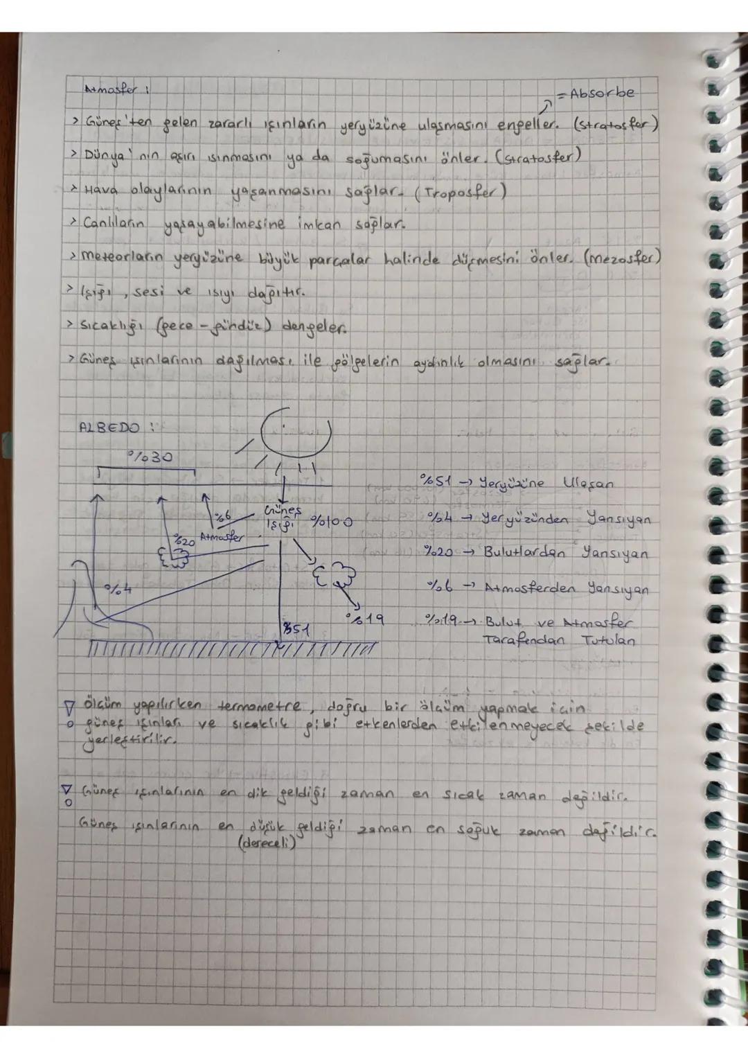 3. TEMA DOĞAL SİSTEMLER VE SÜREGLER
Atmosfer: Hava küre = Yerkörevi cepecevre saran, yaşamın varlığını
ve sürekliliğini sağlayan yaz örtüsü