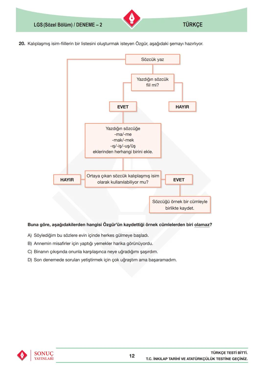 8. SINIF KURUMSAL DENEME
SONUÇ
YAYINLARI
SINAVLA ÖĞRENCİ ALACAK ORTAÖĞRETİM
KURUMLARINA İLİŞKİN MERKEZÎ SINAV
SÖZEL BÖLÜM
SAYISAL BÖLÜM
Adı