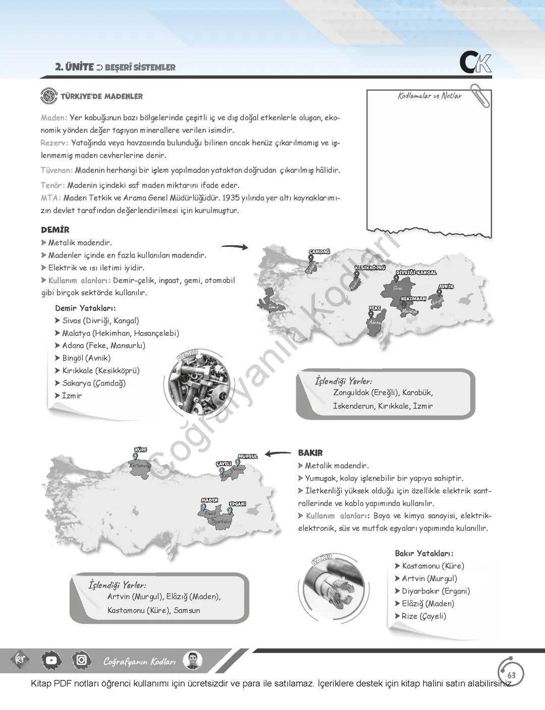 11 AYT Coğrafya Madenler
