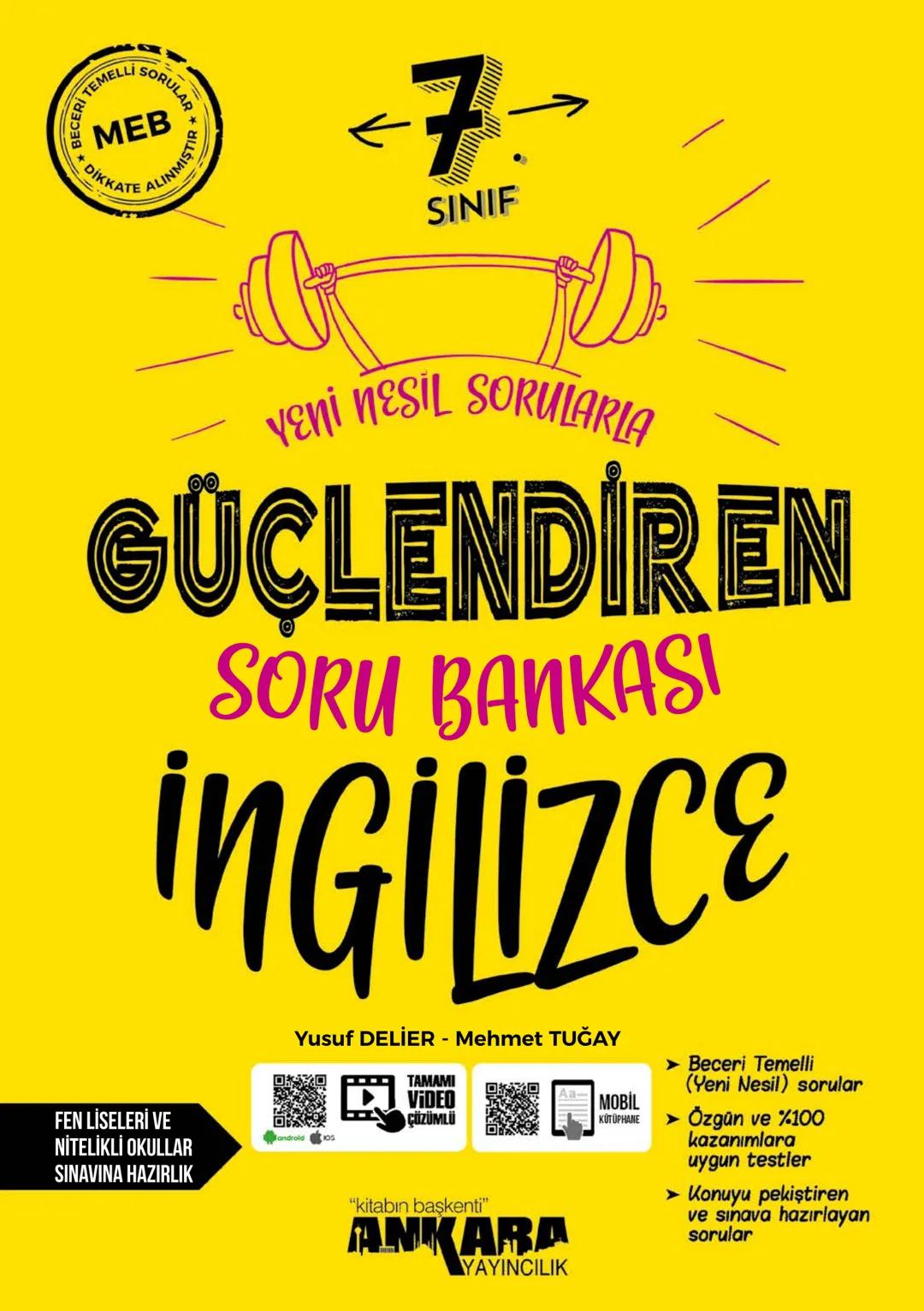 --- OCR Start ---
BECERİ TEMELLİ SORULAR
MEB
DİKKATE ALINMIŞTIR
SINIF
YENİ NESİL SORULARLA
GÜÇLENDİREN
SORU BANKASI
İNGİLİZCE
FEN LİSELERİ V