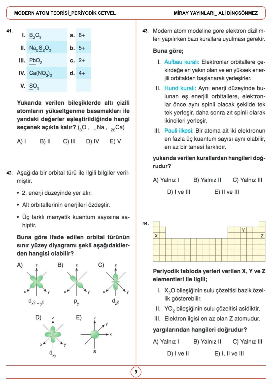 --- OCR Start ---
Gelecek, bugünden hazırlananlara aittir.
MODERN ATOM TEORİSİ PERİYODİK
CETVEL
1.
3.
X
X
X
y
y
y
3p_{x}
3p_{Y}
3p_{z}
Yukar