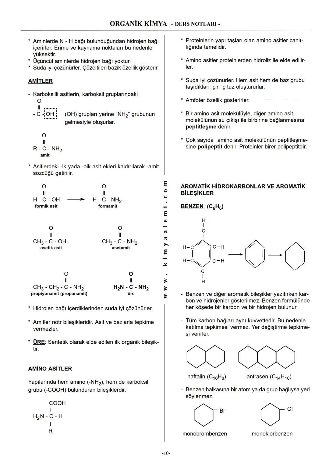 # ORGANİK KİMYA - DERS NOTLARI -
* Alkenler derişik $KMnO_4$ ile yükseltgenme tepkimesi verirler. Bu tepkimelerde ALDEHİT, KETON ve ASİT le