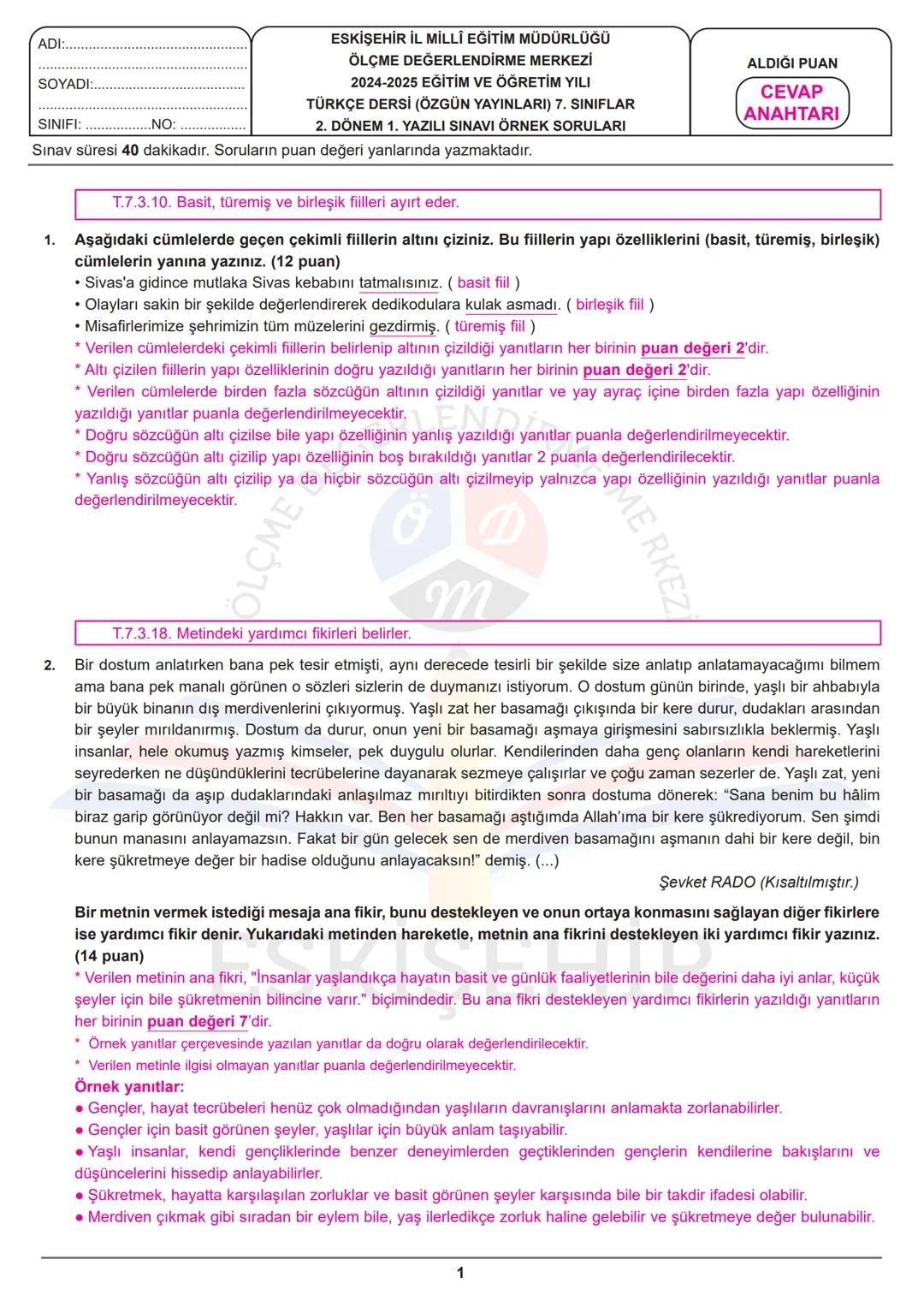 T.7.3.19. Metinle ilgili soruları cevaplar.
3. Danimarka'nın Aarhus Üniversitesi Biyoloji Bilimleri Enstitüsü, Kuzey Kutbu Merkezi'nde yapı