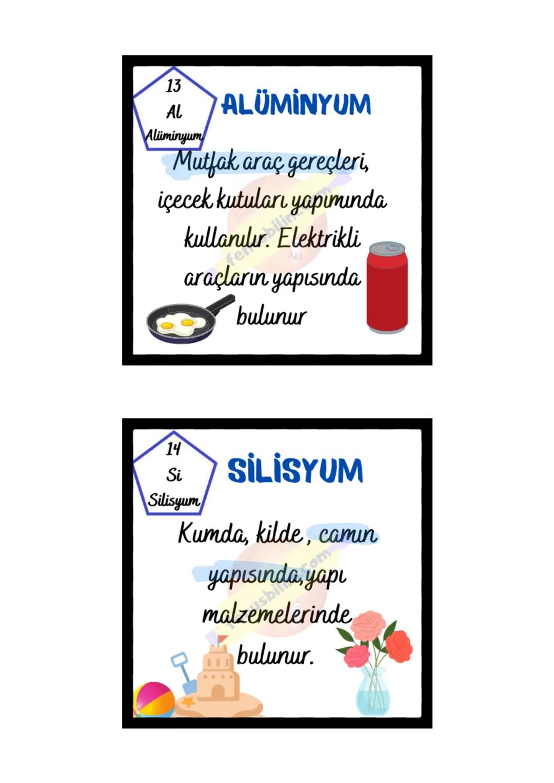 1
H
HİDROJEN
Hidrojen
Suyun ve petrolün
yapısında bulunur.
Yıldızları oluşturan temel
elementtir. Roket yakıtı
olarak kullanılır
2
He
Helyum