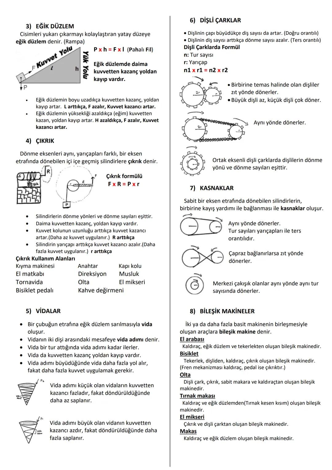 3) EĞİK DÜZLEM
Cisimleri yukarı çıkarmayı kolaylaştıran yatay düzeye
eğik düzlem denir. (Rampa)
Kuvvet Yolu
Yük Yolu
Pxh=Fxl (Pahalı Fil)