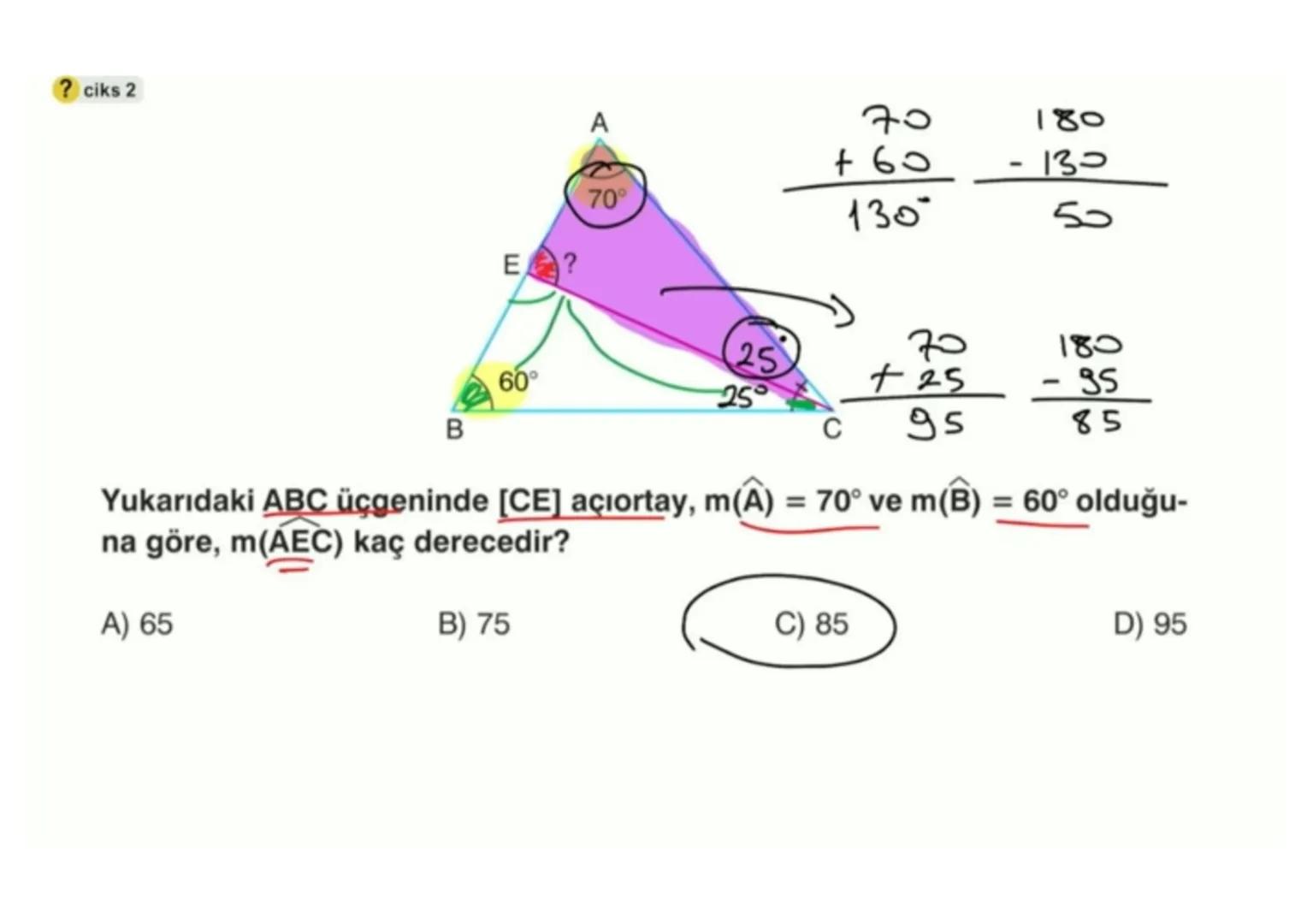 # Aşağıdaki üçgenin kenarortaylarını kareli zeminden faydalanarak çizelim. i Üçgenin bir kösesini o köşenin karşısındaki kenarın orta noktas