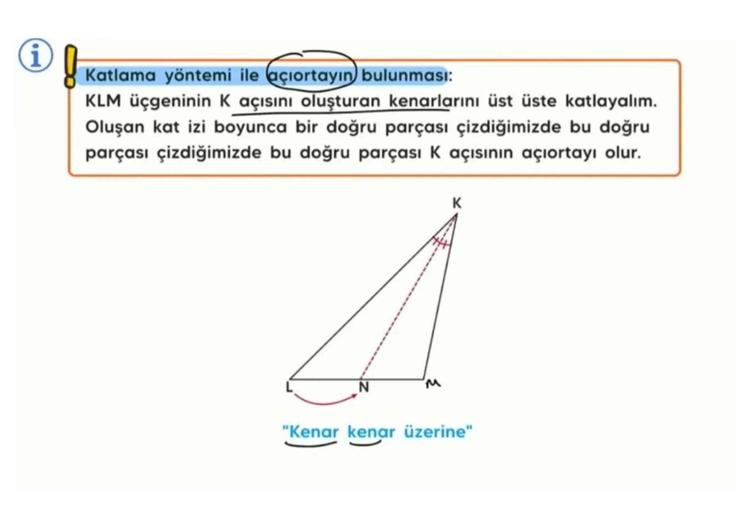 # Aşağıdaki üçgenin kenarortaylarını kareli zeminden faydalanarak çizelim. i Üçgenin bir kösesini o köşenin karşısındaki kenarın orta noktas