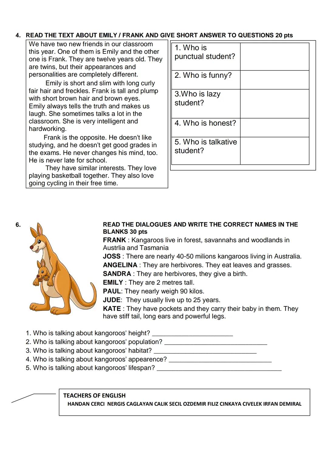 # 2023/2024 EDUCATION YEAR SENAY AYBUKE YALCIN SECONDARY SCHOOL
1ST TERM 2ND ENGLISH EXAM FOR 7TH GRADERS
MİLLİ EĞİTİM BAKANLIGI
ADI VE SO