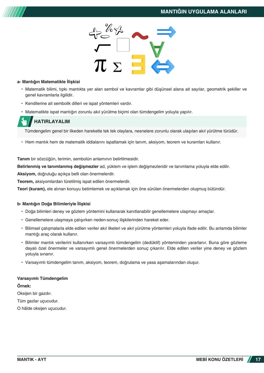 ***
*****
UMHURİYETI MILLI EG
*
*
ORTAÖĞRETİм
GENEL MÜDÜRLÜĞÜ
Aa
B
MEBİ
KONU ÖZETLERİ
MANTIK
ABC
JT 202
AYT
Zengin ve Anlaşılır İçeri