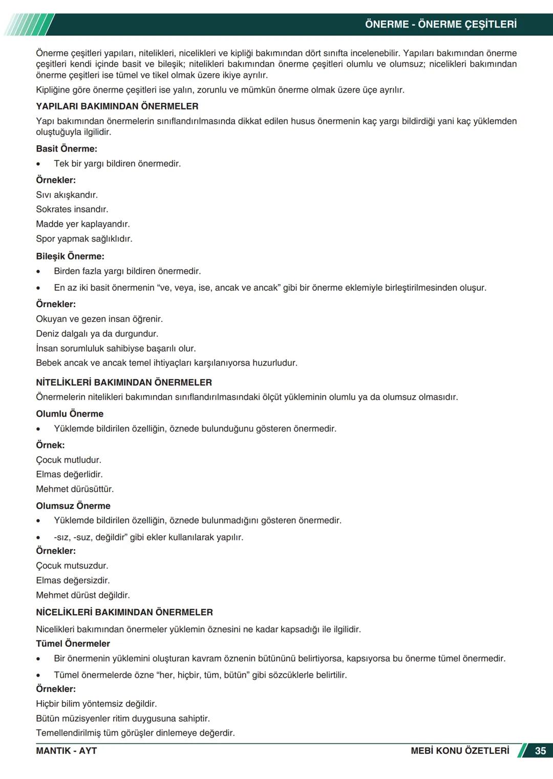 ***
*****
UMHURİYETI MILLI EG
*
*
ORTAÖĞRETİм
GENEL MÜDÜRLÜĞÜ
Aa
B
MEBİ
KONU ÖZETLERİ
MANTIK
ABC
JT 202
AYT
Zengin ve Anlaşılır İçeri