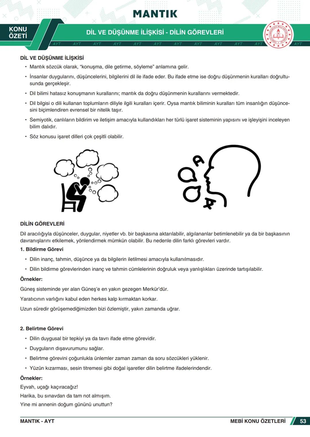 ***
*****
UMHURİYETI MILLI EG
*
*
ORTAÖĞRETİм
GENEL MÜDÜRLÜĞÜ
Aa
B
MEBİ
KONU ÖZETLERİ
MANTIK
ABC
JT 202
AYT
Zengin ve Anlaşılır İçeri