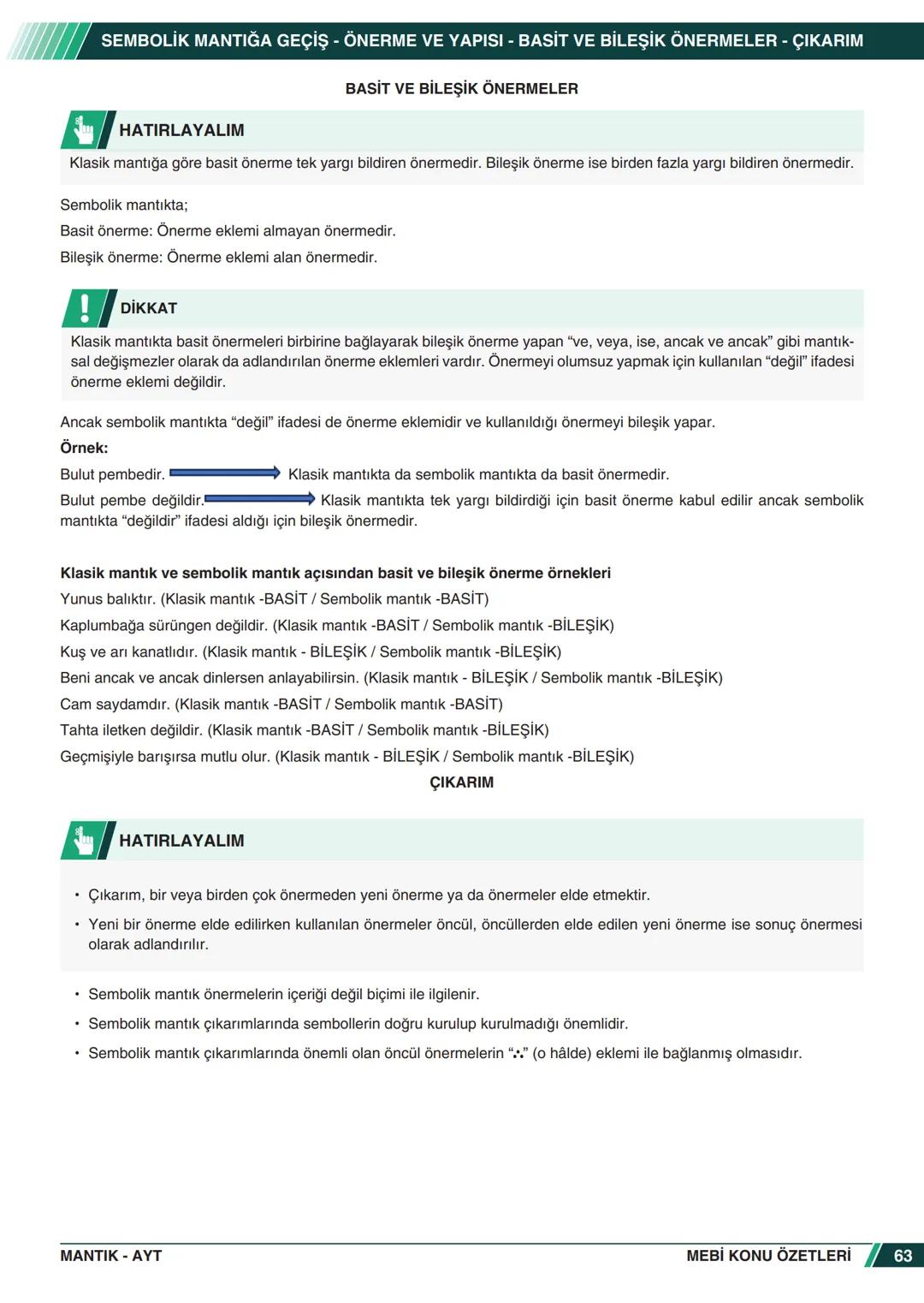 ***
*****
UMHURİYETI MILLI EG
*
*
ORTAÖĞRETİм
GENEL MÜDÜRLÜĞÜ
Aa
B
MEBİ
KONU ÖZETLERİ
MANTIK
ABC
JT 202
AYT
Zengin ve Anlaşılır İçeri