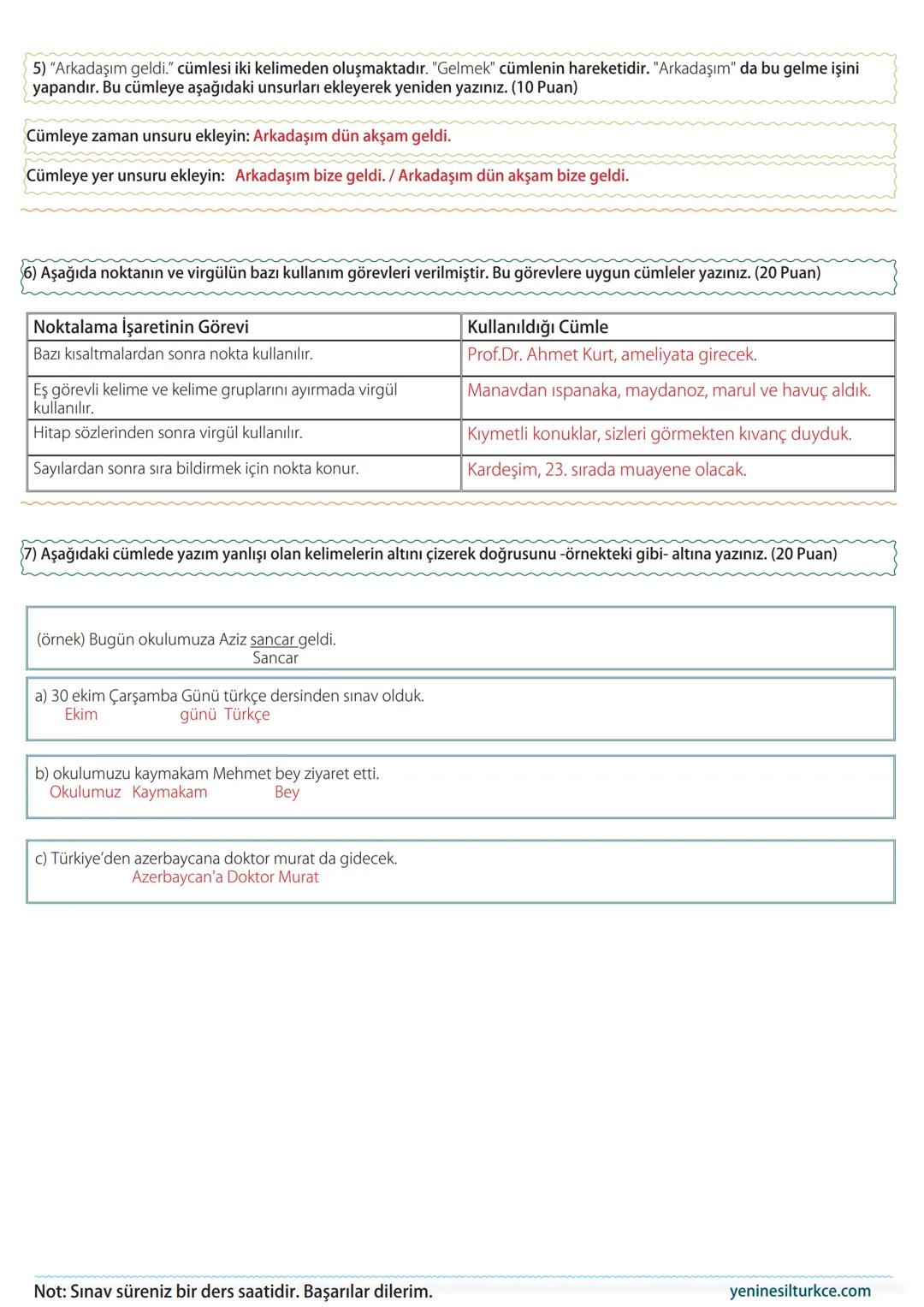 2024-2025 EĞİTİM ÖĞRETİM YILI
ORTAOKULU
5.SINIF 1.DÖNEM 1.TÜRKÇE YAZILI SINAVI SORULARI
Adı-Soyadı:
Sınıf/No:
Not:
1) Aşağıdaki bölümlerin