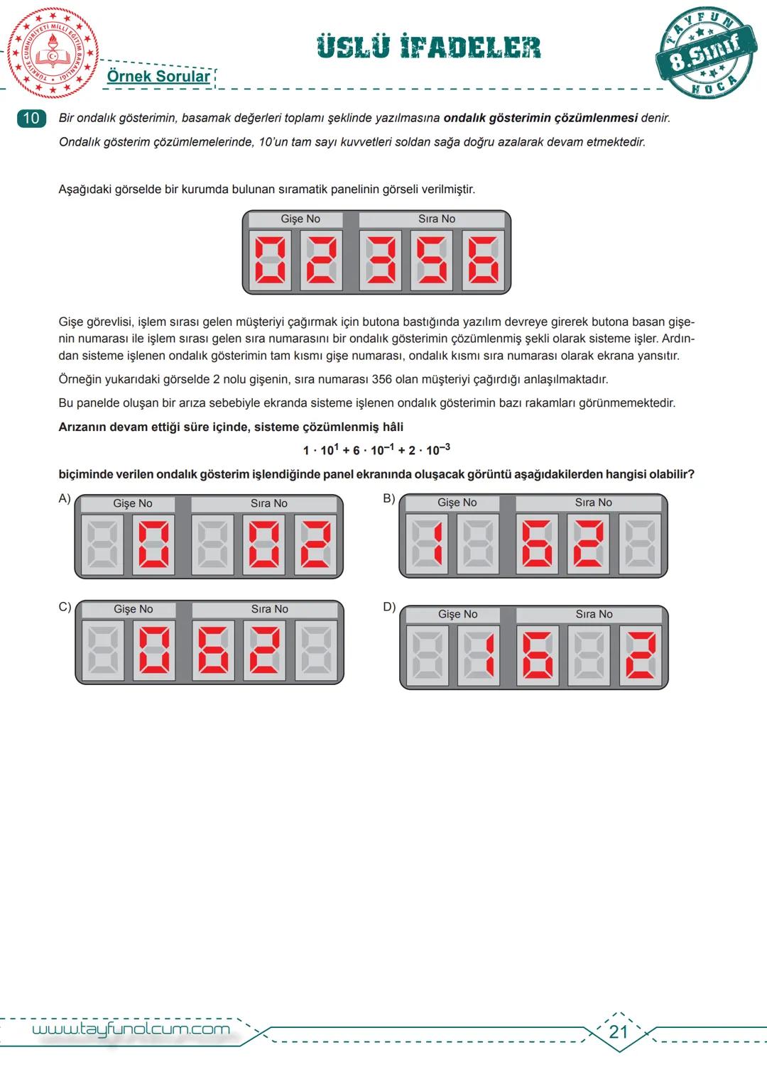 M.8.1.2.1. Tam sayıların, tam sayı kuvvetlerini hesaplar.
BDS
Bireysel Ders Föyü
# ÜSLÜ İFADELER
Tam Sayıların Kuvveti
$2^n = 2.2.2.....