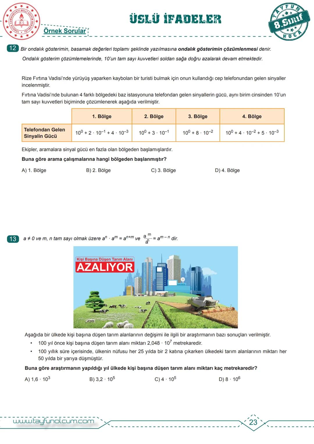 M.8.1.2.1. Tam sayıların, tam sayı kuvvetlerini hesaplar.
BDS
Bireysel Ders Föyü
# ÜSLÜ İFADELER
Tam Sayıların Kuvveti
$2^n = 2.2.2.....