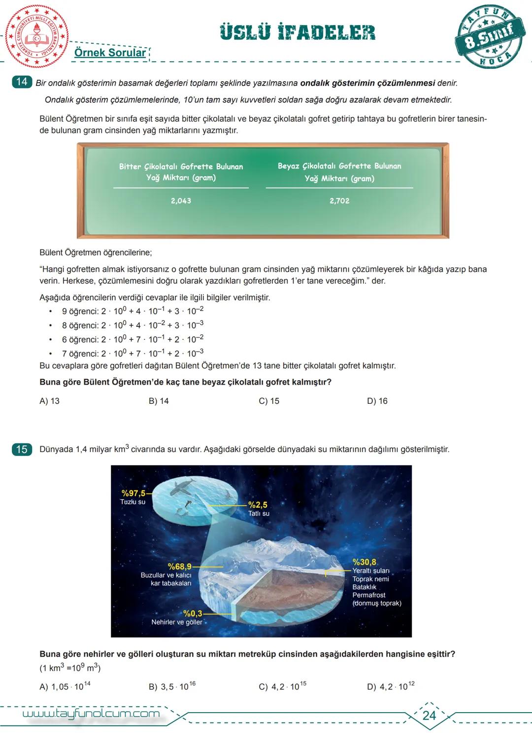 M.8.1.2.1. Tam sayıların, tam sayı kuvvetlerini hesaplar.
BDS
Bireysel Ders Föyü
# ÜSLÜ İFADELER
Tam Sayıların Kuvveti
$2^n = 2.2.2.....