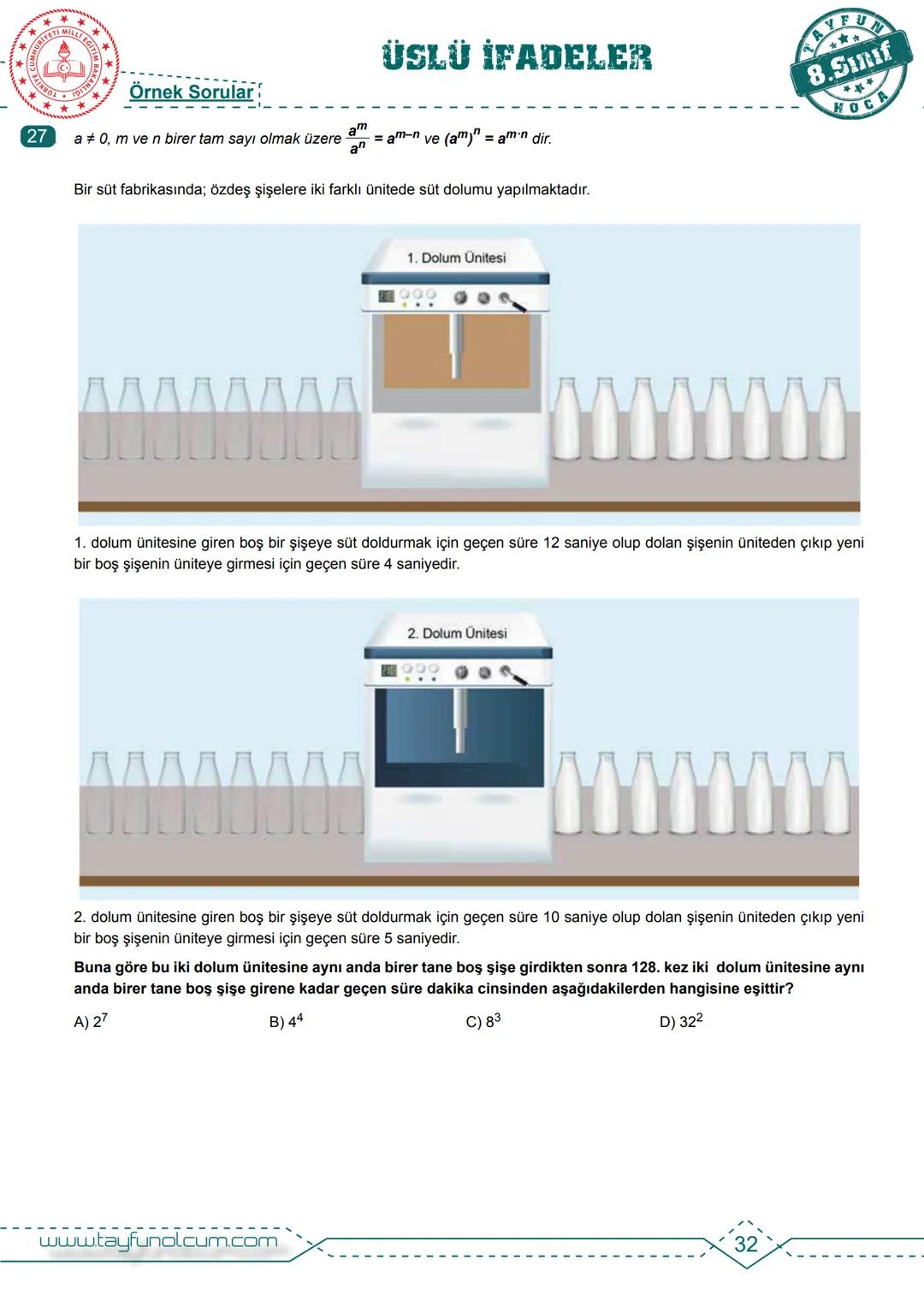 M.8.1.2.1. Tam sayıların, tam sayı kuvvetlerini hesaplar.
BDS
Bireysel Ders Föyü
# ÜSLÜ İFADELER
Tam Sayıların Kuvveti
$2^n = 2.2.2.....