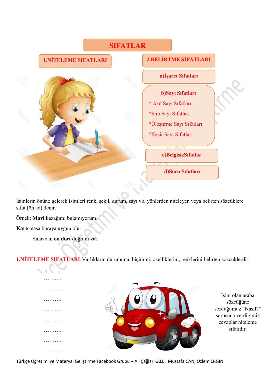 5. Sınıf Türkçe sıfatlar ve zamirler