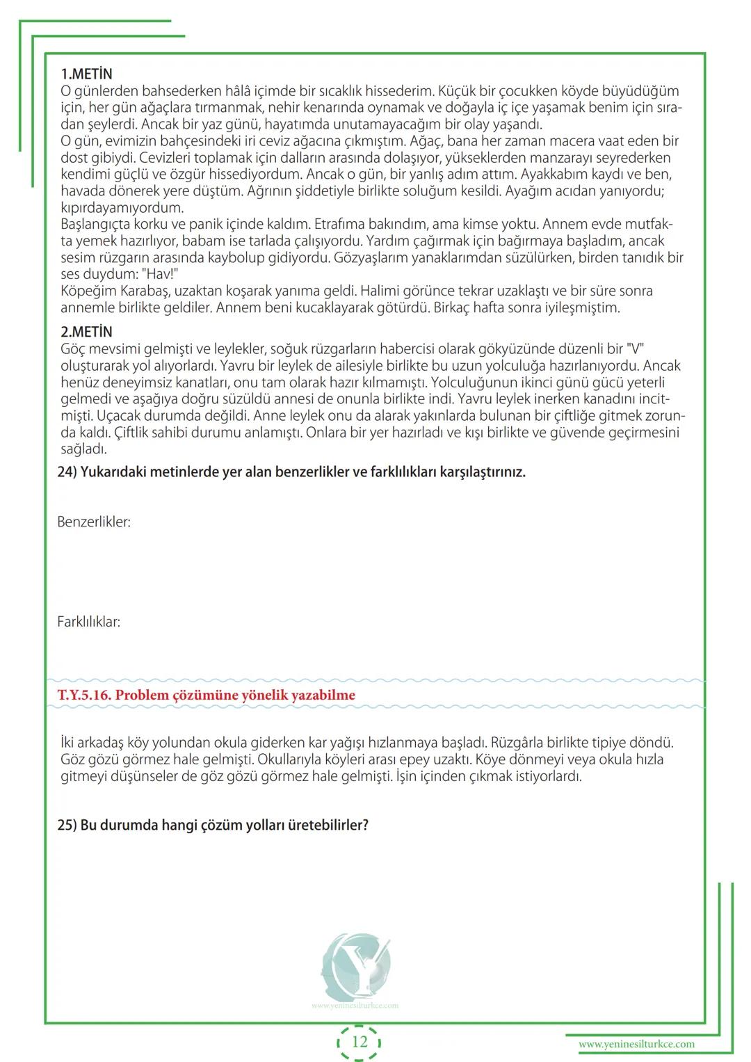2024-2025
EĞİTİM-ÖĞRETİM YILI
5.SINIF 2.DÖNEM 1.YAZILI
HAZIRLIK
ÇALIŞMA FASİKÜLÜ
YENİ MAARİF
MODEL
(Yunus YÜCEL)
www.yeninesilturkce.com
ta