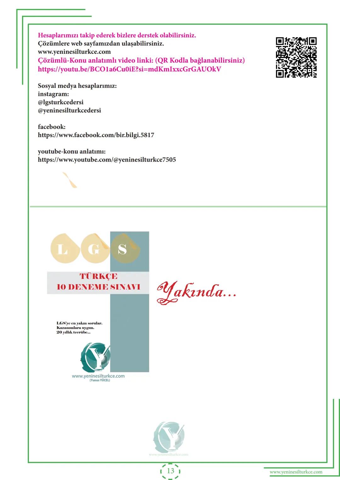 2024-2025
EĞİTİM-ÖĞRETİM YILI
5.SINIF 2.DÖNEM 1.YAZILI
HAZIRLIK
ÇALIŞMA FASİKÜLÜ
YENİ MAARİF
MODEL
(Yunus YÜCEL)
www.yeninesilturkce.com
ta