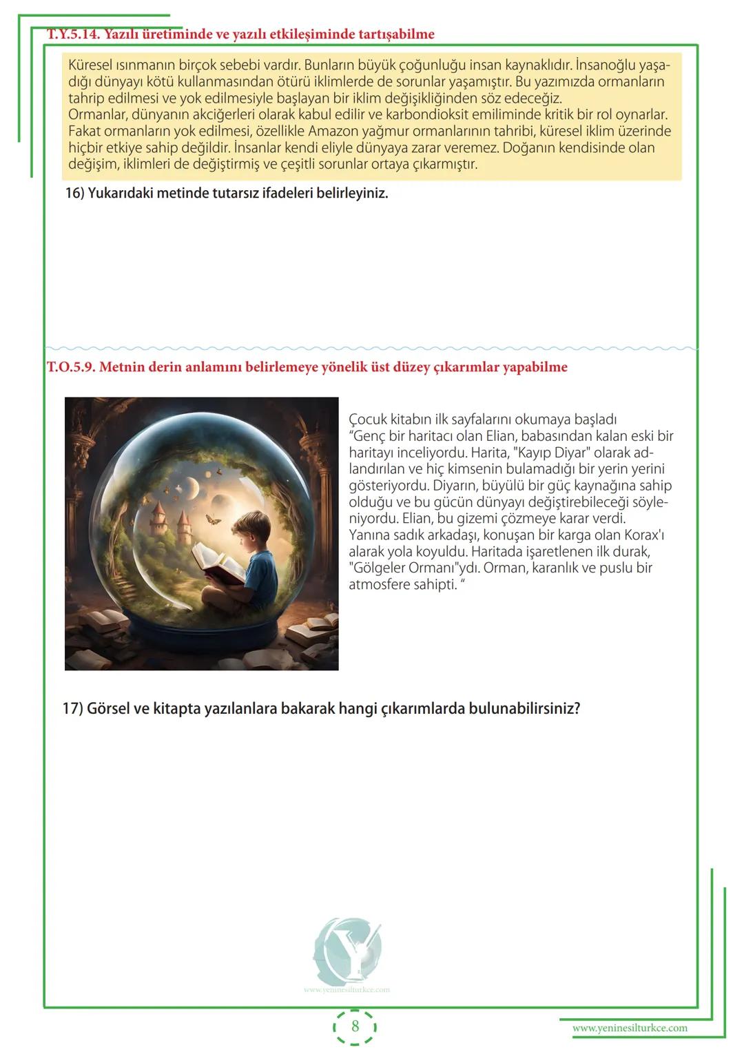 2024-2025
EĞİTİM-ÖĞRETİM YILI
5.SINIF 2.DÖNEM 1.YAZILI
HAZIRLIK
ÇALIŞMA FASİKÜLÜ
YENİ MAARİF
MODEL
(Yunus YÜCEL)
www.yeninesilturkce.com
ta
