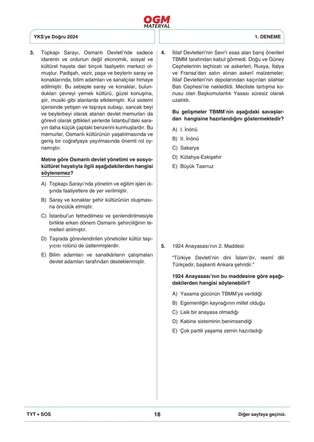 *
***
*
T.C. MİLLÎ EĞİTİM BAKANLIĞI
ORTAÖĞRETİM GENEL MÜDÜRLÜĞÜ
TYT
YKS'YE DOĞRU 2024
Türkiye Geneli Çevrim İçi YKS Denemesi
25-28 Mayıs 202