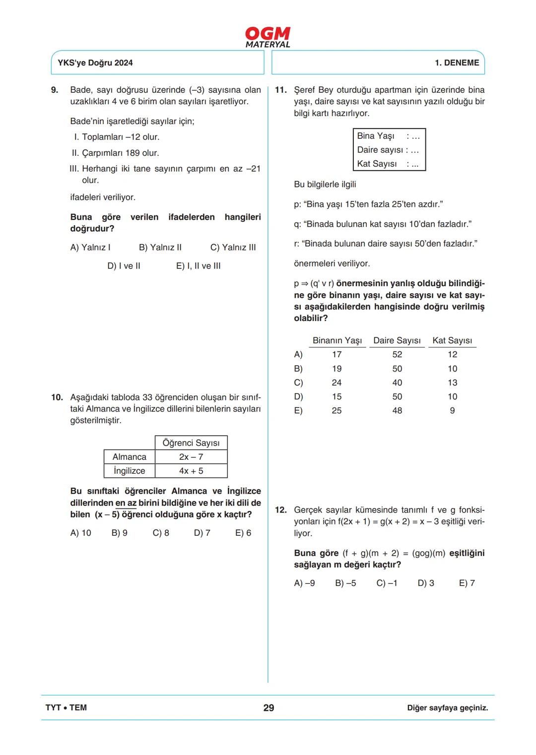 *
***
*
T.C. MİLLÎ EĞİTİM BAKANLIĞI
ORTAÖĞRETİM GENEL MÜDÜRLÜĞÜ
TYT
YKS'YE DOĞRU 2024
Türkiye Geneli Çevrim İçi YKS Denemesi
25-28 Mayıs 202