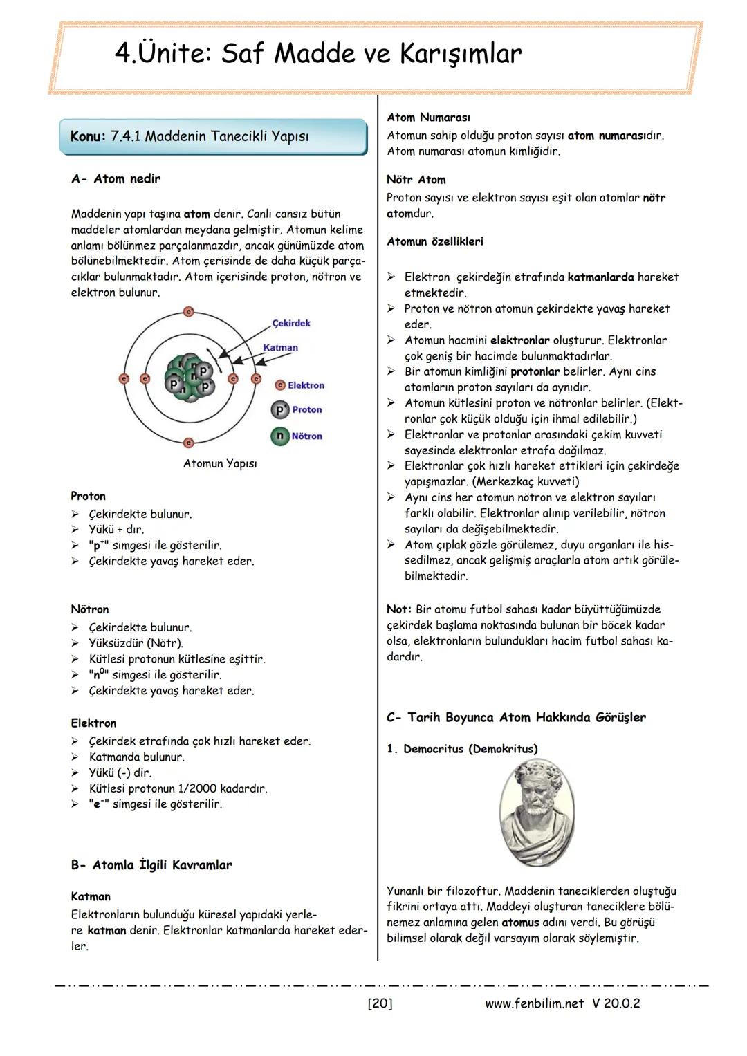 # 7.Sınıf Fen Bilimleri
# Ders Notları
Barış ZEREN
Fen Bilimleri Öğretmeni
www.fenbilim.net V 20.0.2 1.Ünite: Güneş Sistemi ve Ötesi
Konu: