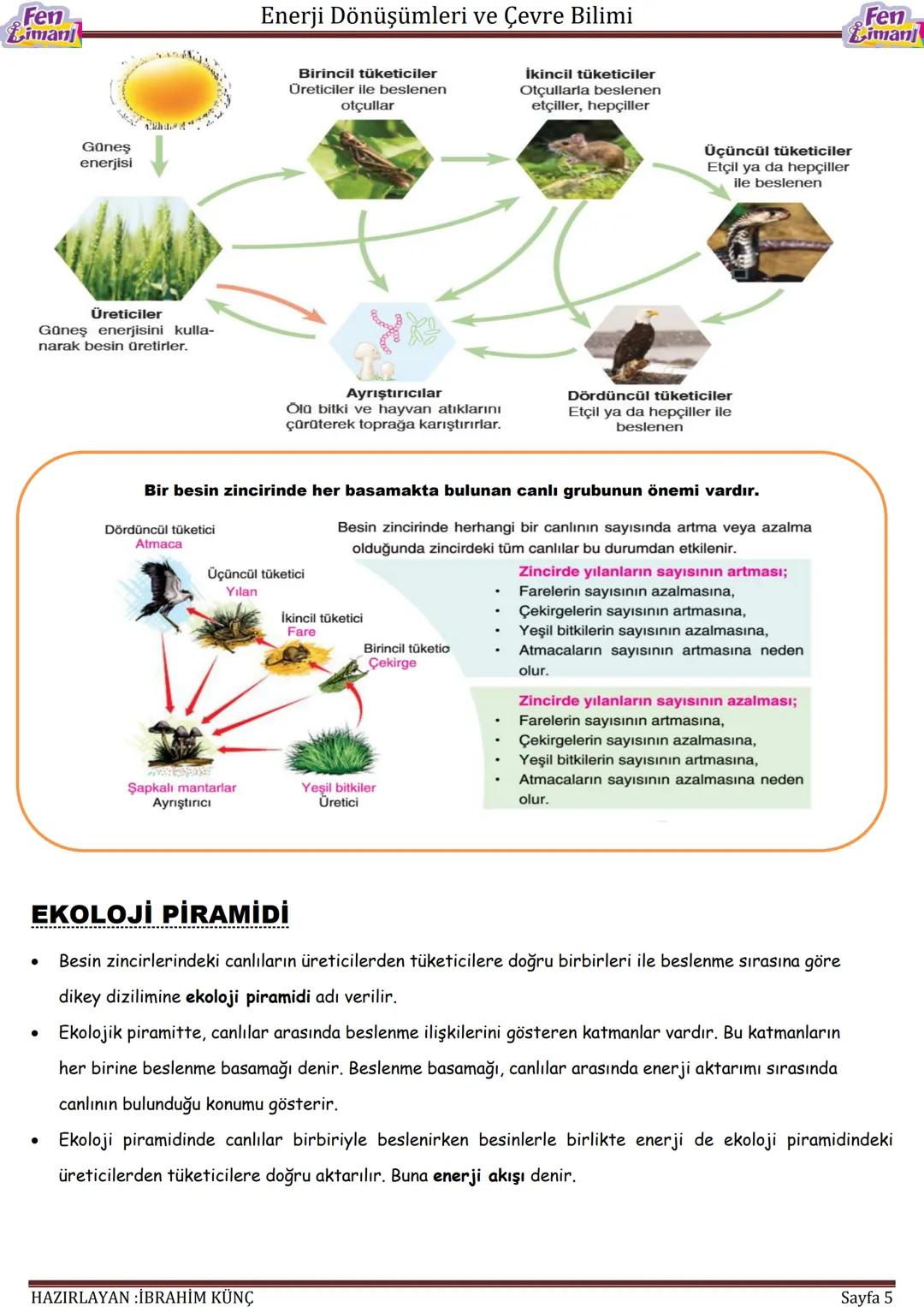--- OCR Start ---
Fen
Limanj
Enerji Dönüşümleri ve Çevre Bilimi
ENERJİ
DÖNÜŞÜMLERİ
VE
ÇEVRE BİLİMİ
Fen
Liman
Konu ve Kavramlar:
Besin zincir