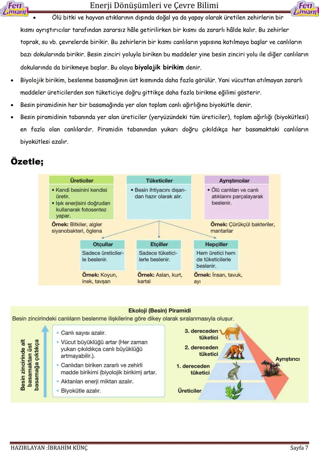 --- OCR Start ---
Fen
Limanj
Enerji Dönüşümleri ve Çevre Bilimi
ENERJİ
DÖNÜŞÜMLERİ
VE
ÇEVRE BİLİMİ
Fen
Liman
Konu ve Kavramlar:
Besin zincir