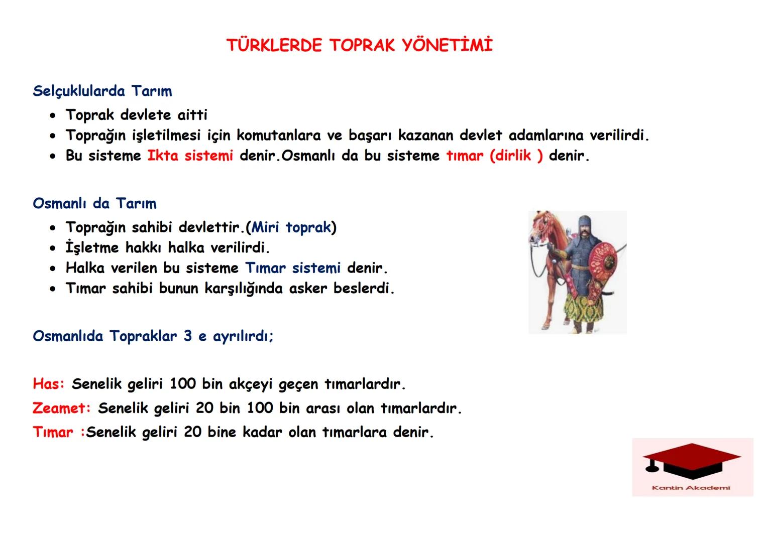 --- OCR Start ---
TARİHTE TOPRAK YÖNETİMİ
Hititlerde Tarım
• Toprak devletin malı
• Toprakları işletmeleri için vali ve komutanlara verirdi