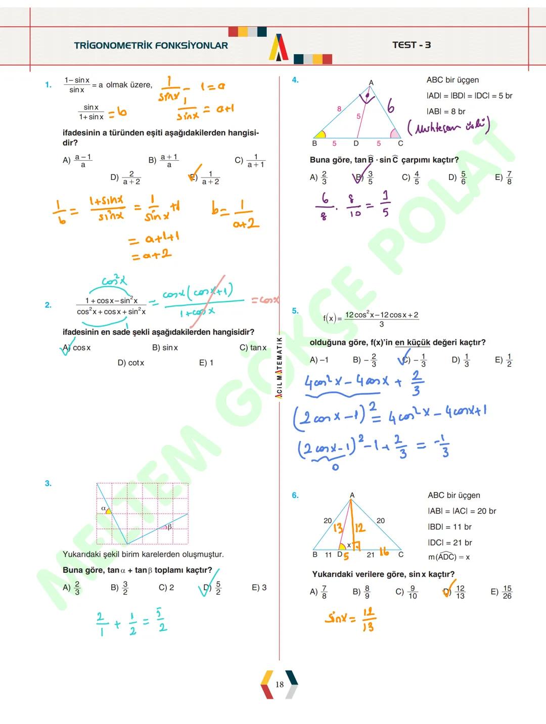 - ÜNİTE 1 -
# TRİGONOMETRİ
* Yönlü Açılar
* Açı Ölçü Birimleri
* Trigonometrik Fonksiyonlar
* Kosinüs Teoremi
* Sinüs Teoremi
* Trigonomet