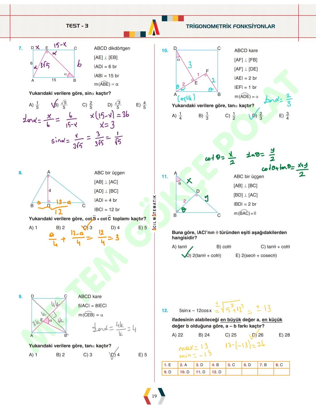 - ÜNİTE 1 -
# TRİGONOMETRİ
* Yönlü Açılar
* Açı Ölçü Birimleri
* Trigonometrik Fonksiyonlar
* Kosinüs Teoremi
* Sinüs Teoremi
* Trigonomet