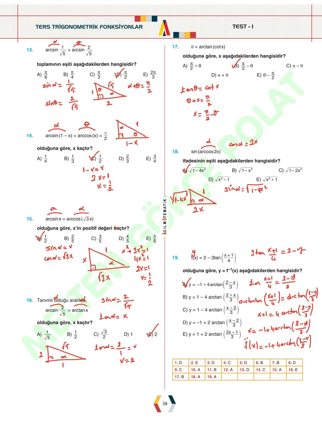 - ÜNİTE 1 -
# TRİGONOMETRİ
* Yönlü Açılar
* Açı Ölçü Birimleri
* Trigonometrik Fonksiyonlar
* Kosinüs Teoremi
* Sinüs Teoremi
* Trigonomet