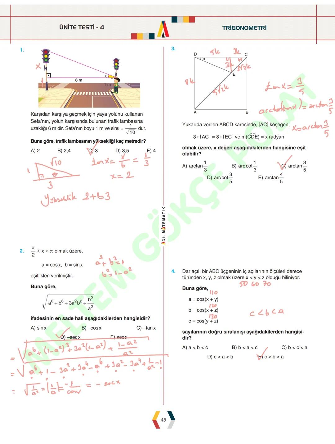 - ÜNİTE 1 -
# TRİGONOMETRİ
* Yönlü Açılar
* Açı Ölçü Birimleri
* Trigonometrik Fonksiyonlar
* Kosinüs Teoremi
* Sinüs Teoremi
* Trigonomet