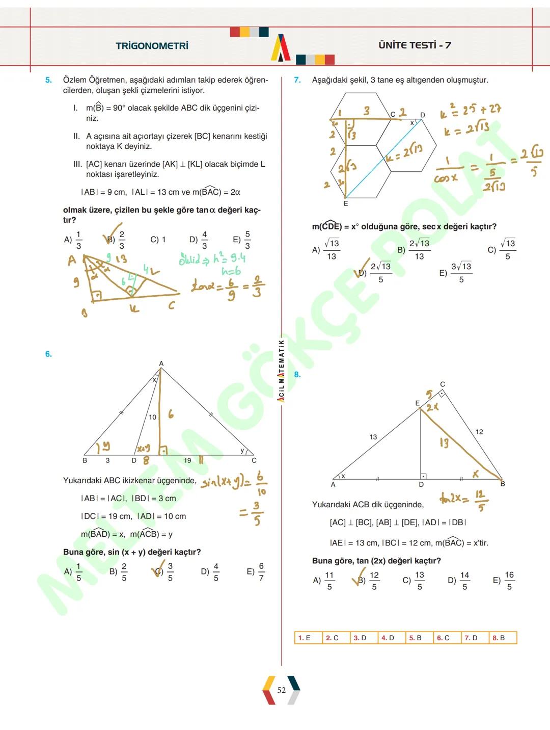 - ÜNİTE 1 -
# TRİGONOMETRİ
* Yönlü Açılar
* Açı Ölçü Birimleri
* Trigonometrik Fonksiyonlar
* Kosinüs Teoremi
* Sinüs Teoremi
* Trigonomet