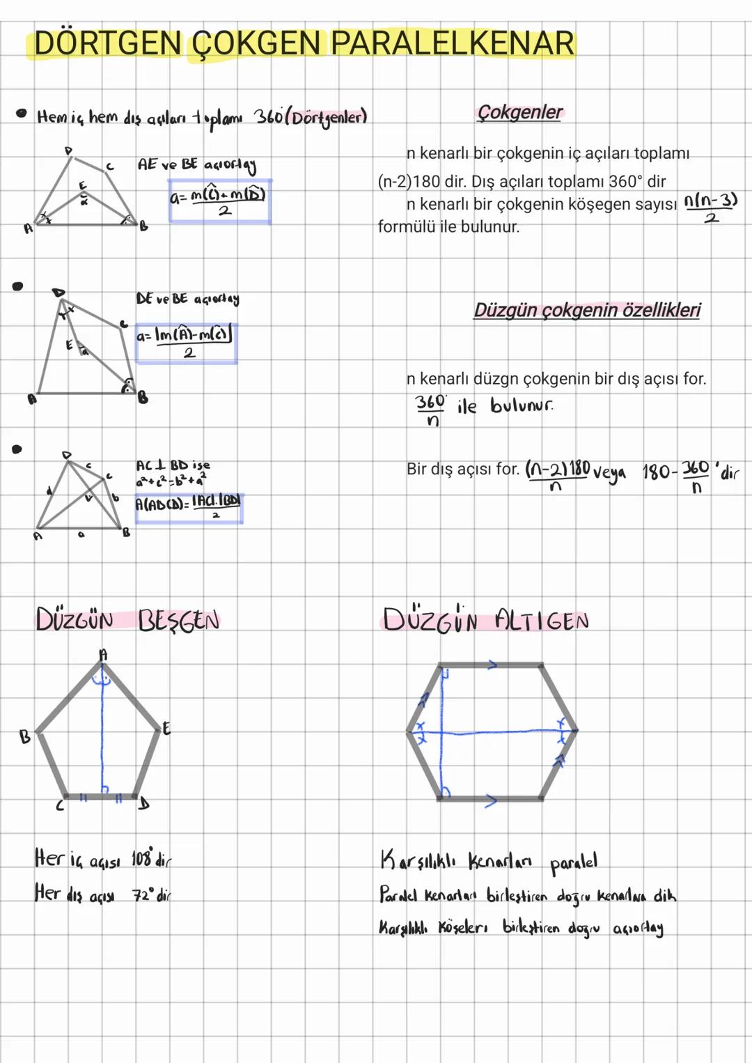 # DÖRTGEN ÇOKGEN PARALELKENAR
* Hem iç hem dış açıları toplamı 360(Dörtyenler)
A
C
AE ve BE açıortay
a=$a=m(C)+m(D)$
B
2
Çokgenler
