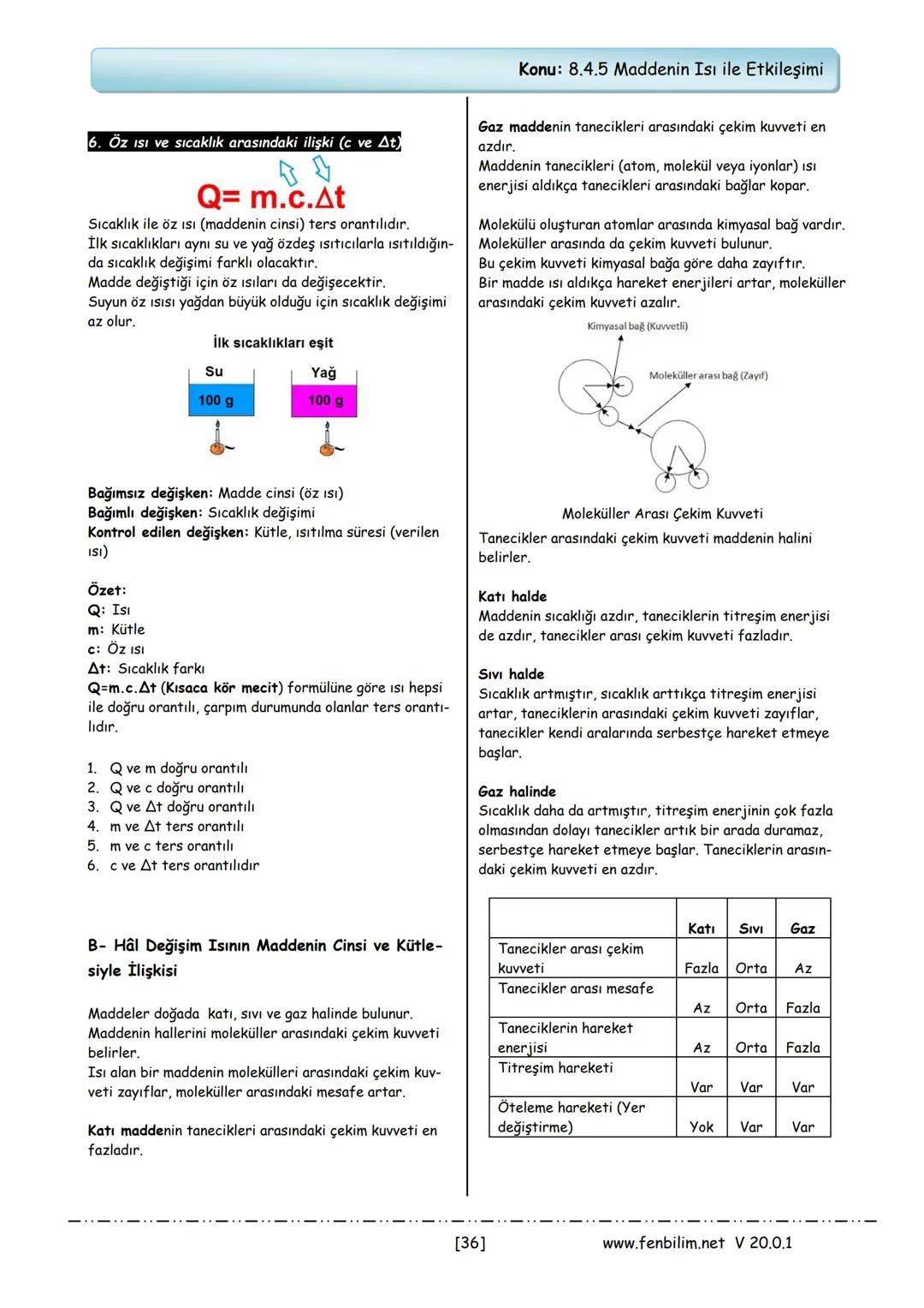 # 8.Sınıf Fen Bilimleri
# Ders Notları
Barış ZEREN
Fen Bilimleri Öğretmeni
www.fenbilim.net V 20.0.1 1.Ünite: Mevsimler ve İklim
Konu: 8.1
