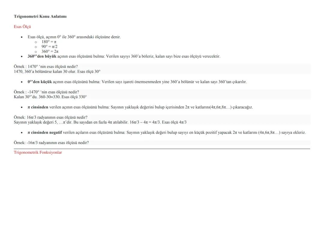 Trigonometri için ayrıntılı sayılabilecek ders notu