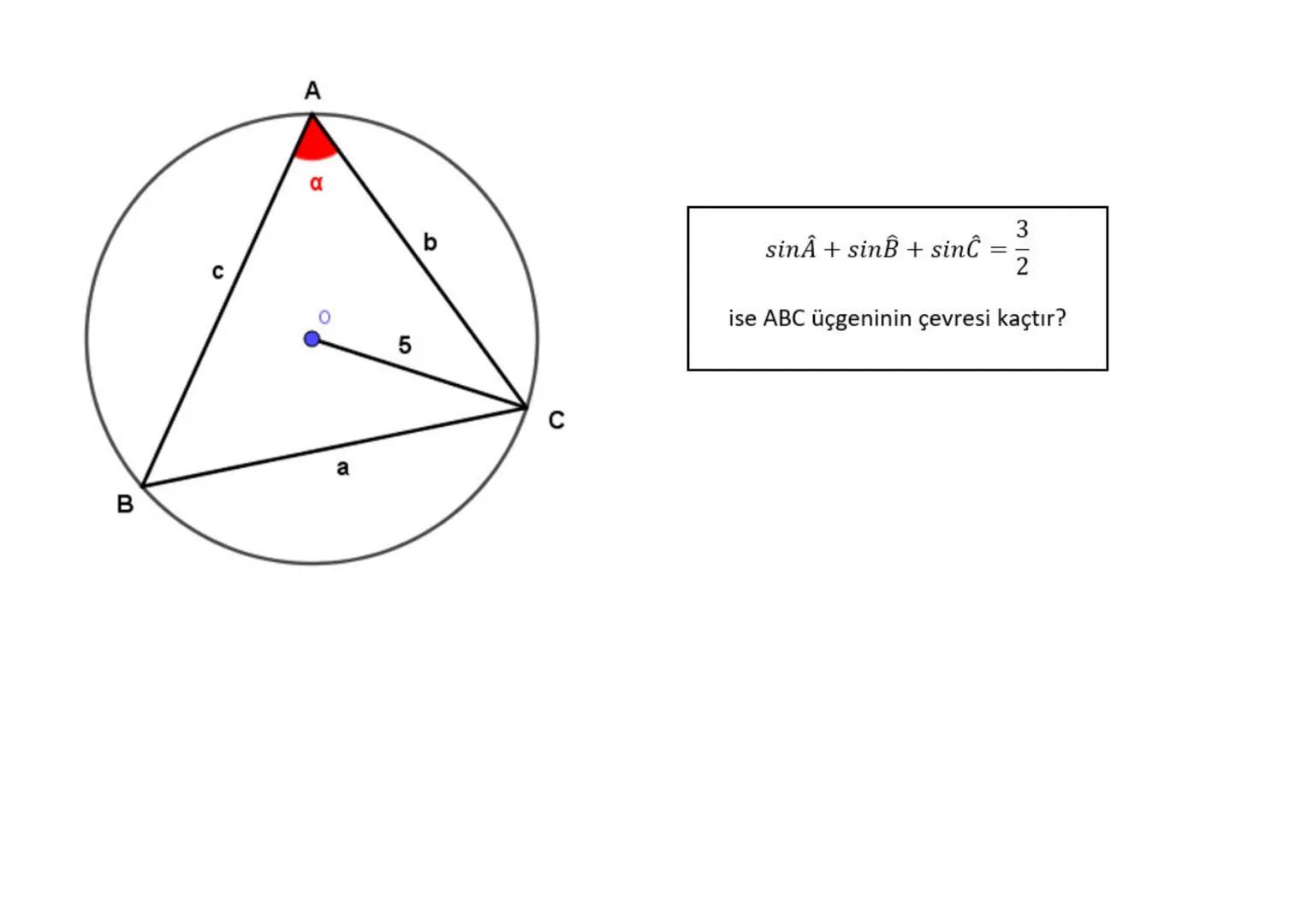 A
sin $\alpha$=\frac{KARSI}{HiPOTEN\overline{U}S}
tan $\alpha$=\frac{sin $\alpha$}{cos $\alpha$}
cos $\alpha$=\frac{KOMSU}{HiPOTEN\dot{U}S}